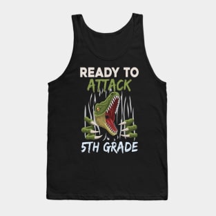 Dinosaur Kids Ready To Attack 5Th Grade Boys Back To School Tank Top